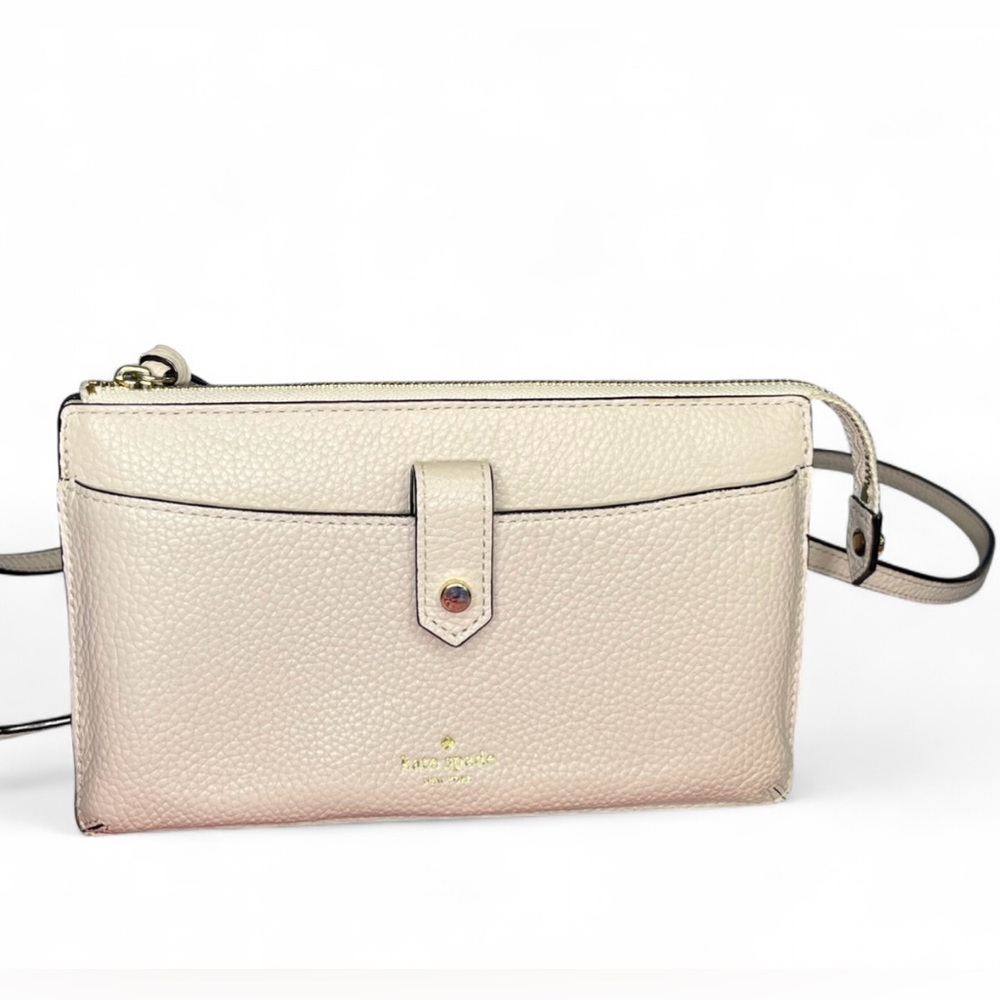 🥳✨ Kate Spade New York Jackson Small Tab Crossbody Purse Bag - Cream / Beige EUC